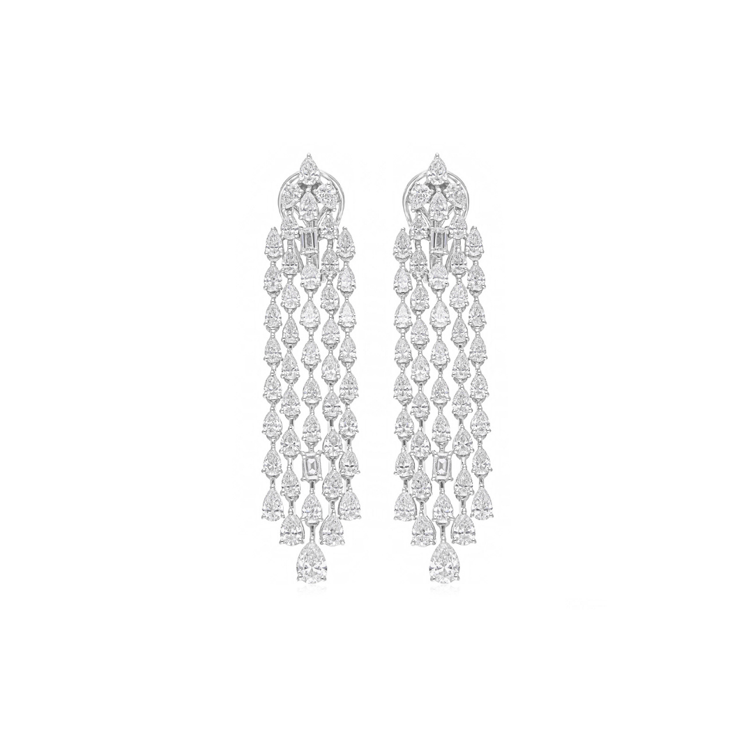 Statement 8.46Ct Multi Shape Natural Diamond Chandelier Dangle Earrings In Fine Gold
