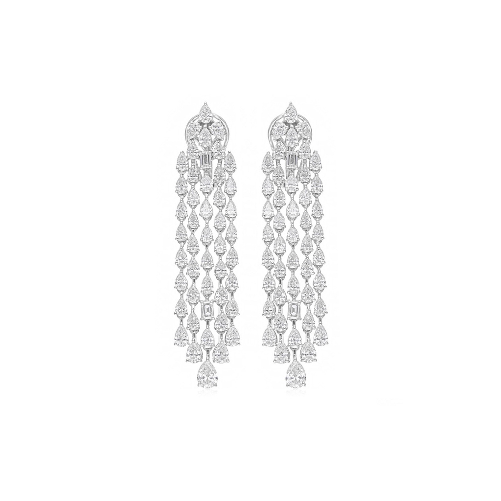 Statement 8.46Ct Multi Shape Natural Diamond Chandelier Dangle Earrings In Fine Gold