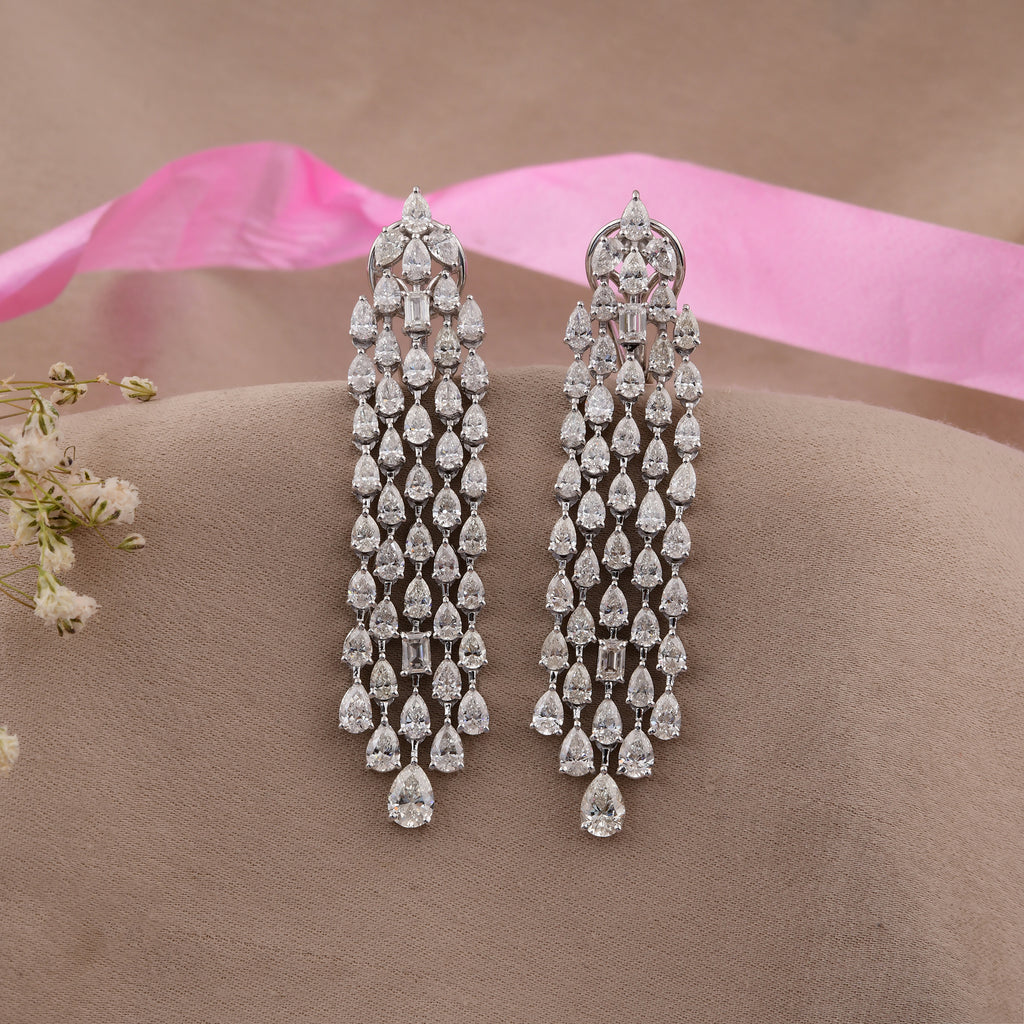 Statement 8.46Ct Multi Shape Natural Diamond Chandelier Dangle Earrings In Fine Gold