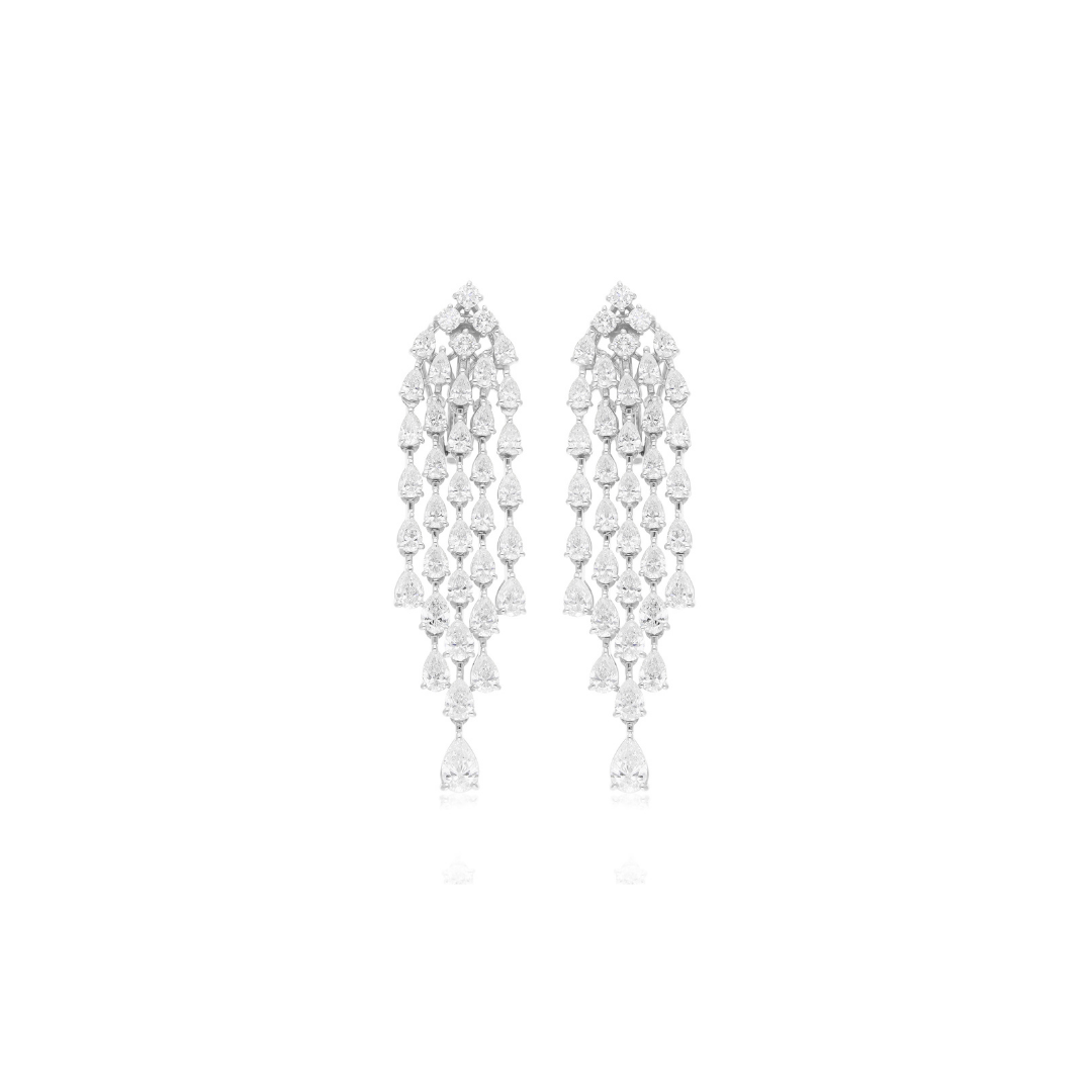 6.03Ct Multi Shape Natural Diamond Dangle Drop Earrings In Solid Gold