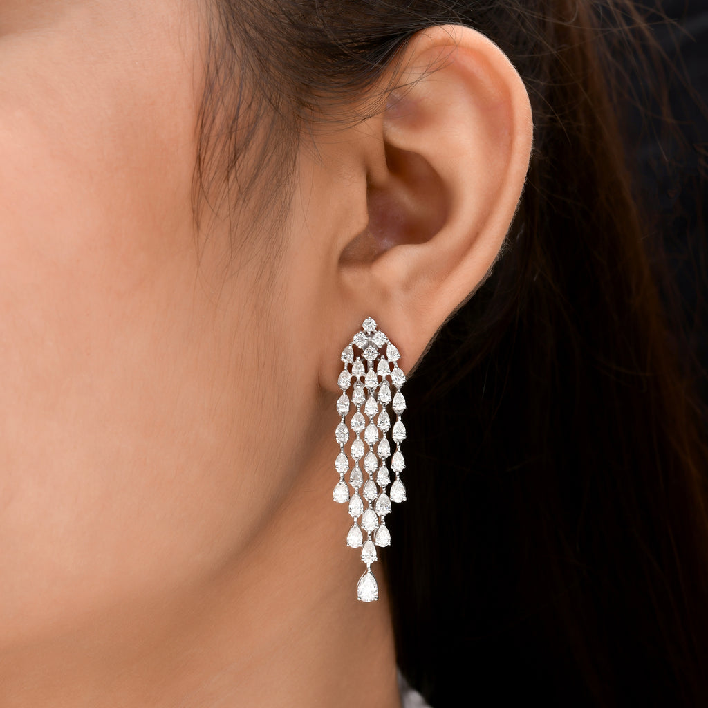 6.03Ct Multi Shape Natural Diamond Dangle Drop Earrings In Solid Gold