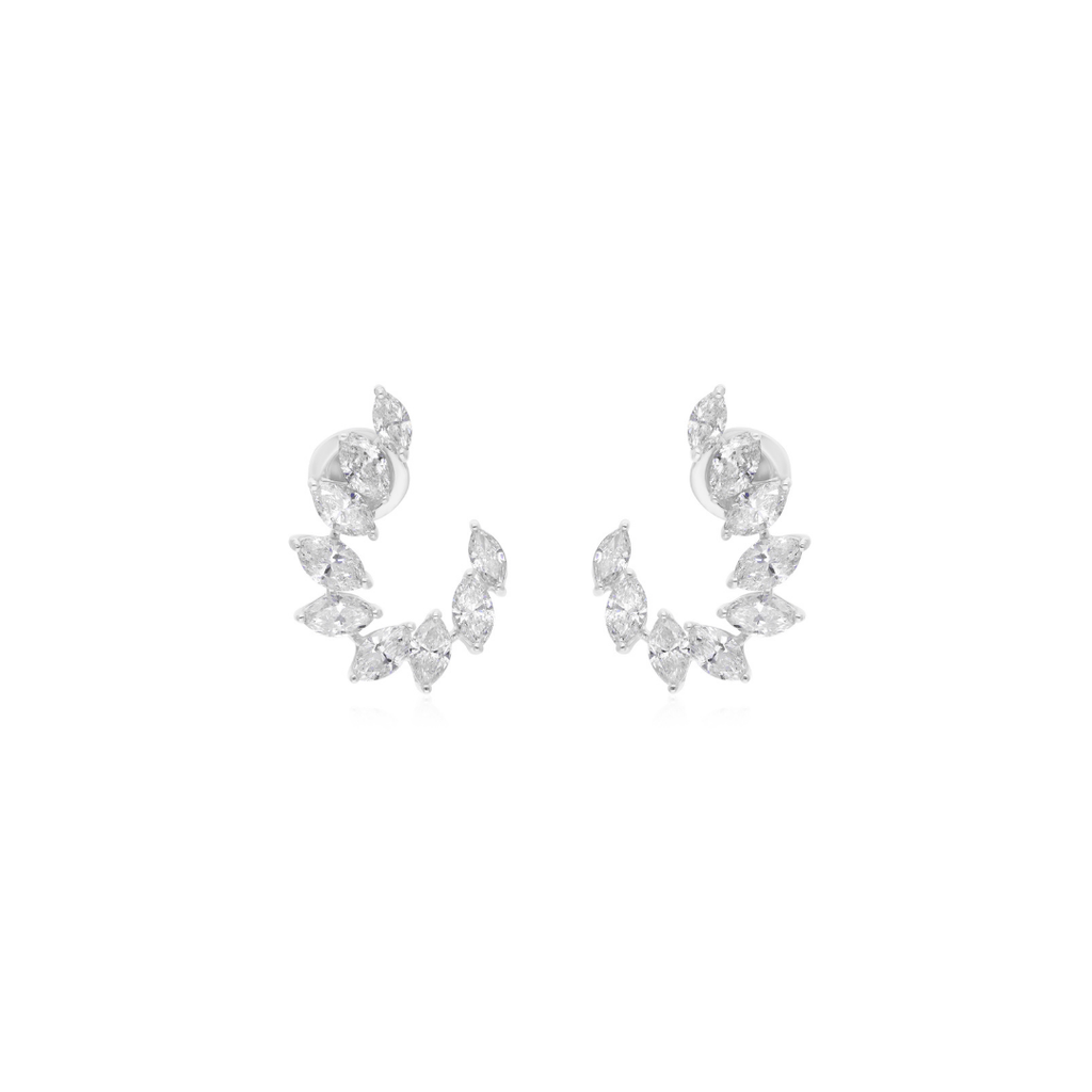 Certified 3.73 Carat Natural Marquise Cut Diamond Gold Earrings