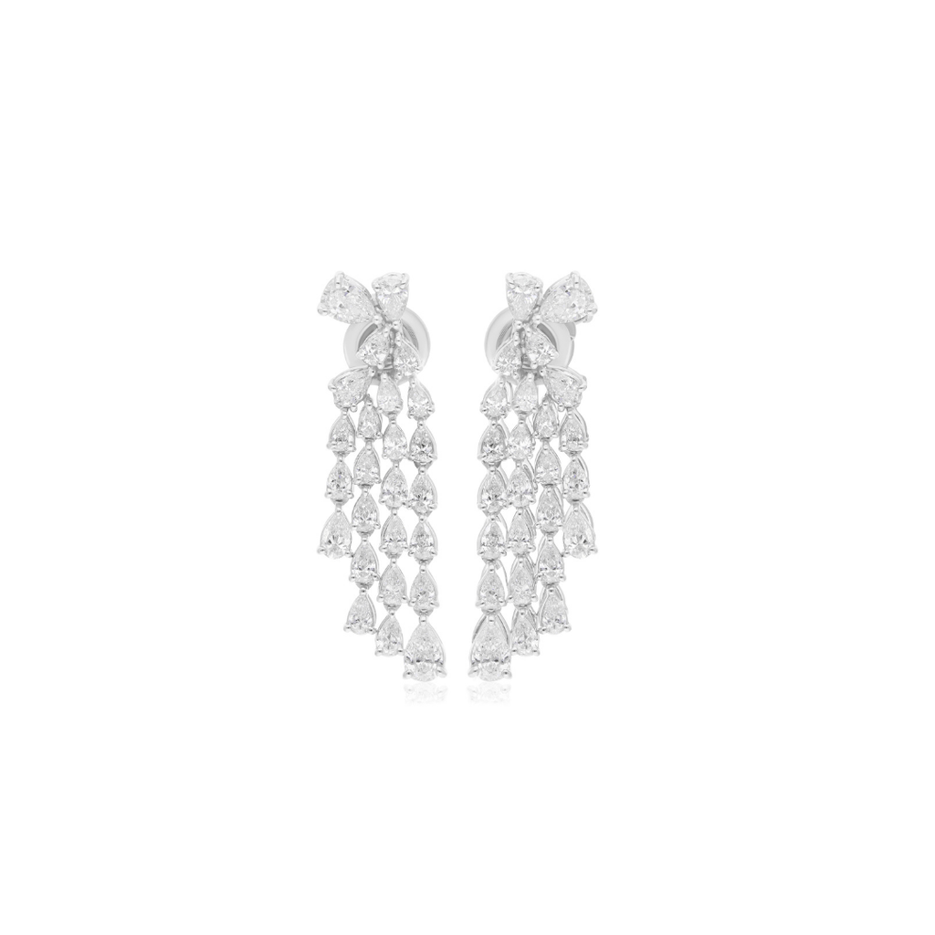 Fine Gold 2.98 Carat Pear Cut Diamond Chandelier Drop Earrings