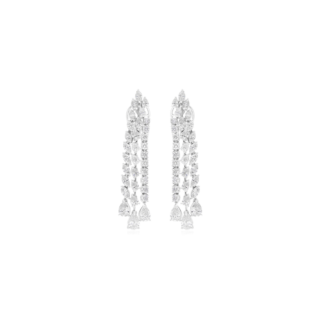 5.25 Ct SI/H Round Pear Cut Diamond Dangle Drop Earrings Anniversary Gift