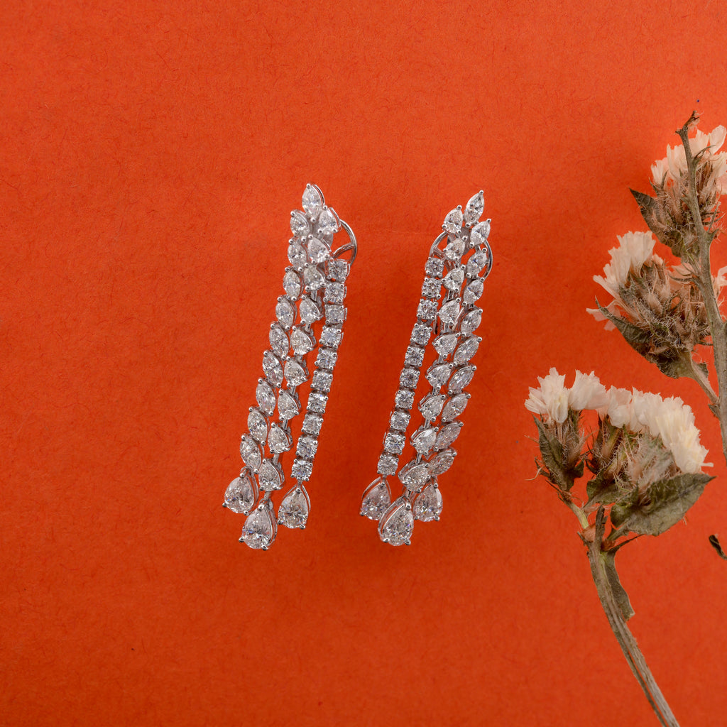 5.25 Ct SI/H Round Pear Cut Diamond Dangle Drop Earrings Anniversary Gift