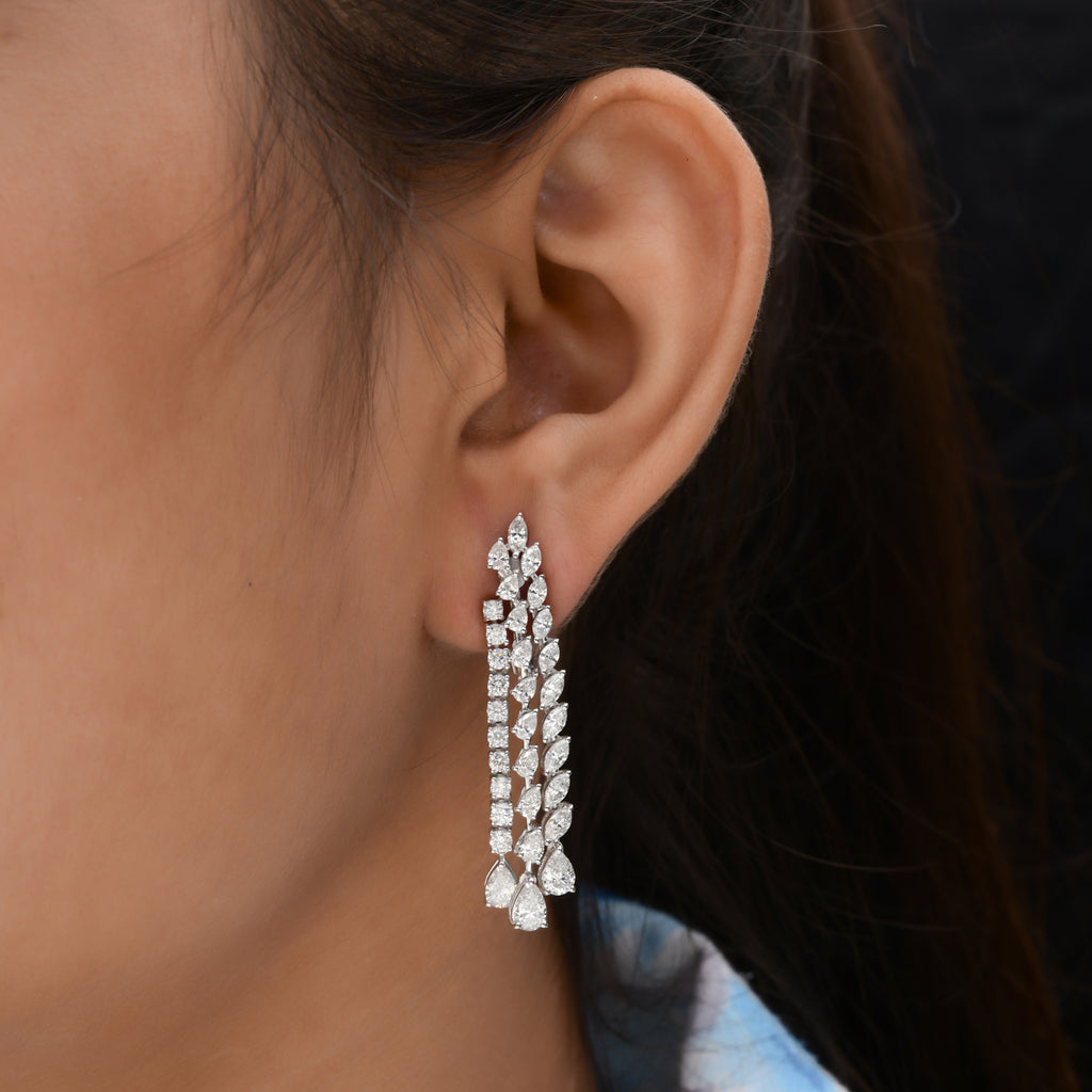 5.25 Ct SI/H Round Pear Cut Diamond Dangle Drop Earrings Anniversary Gift