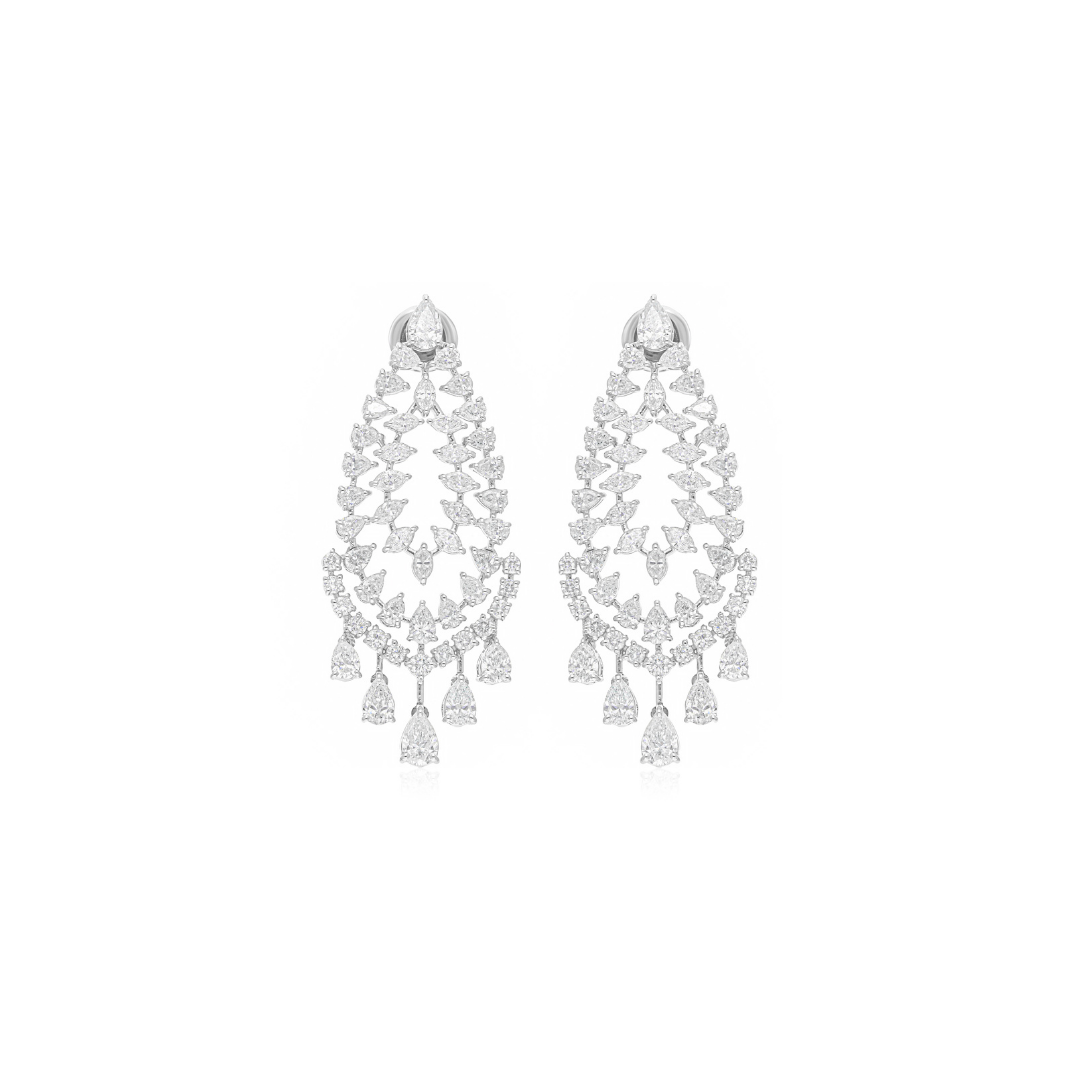 7.27 Ct HI/SI Multi Cut Diamond Dangle Earrings Perfect for Anniversary