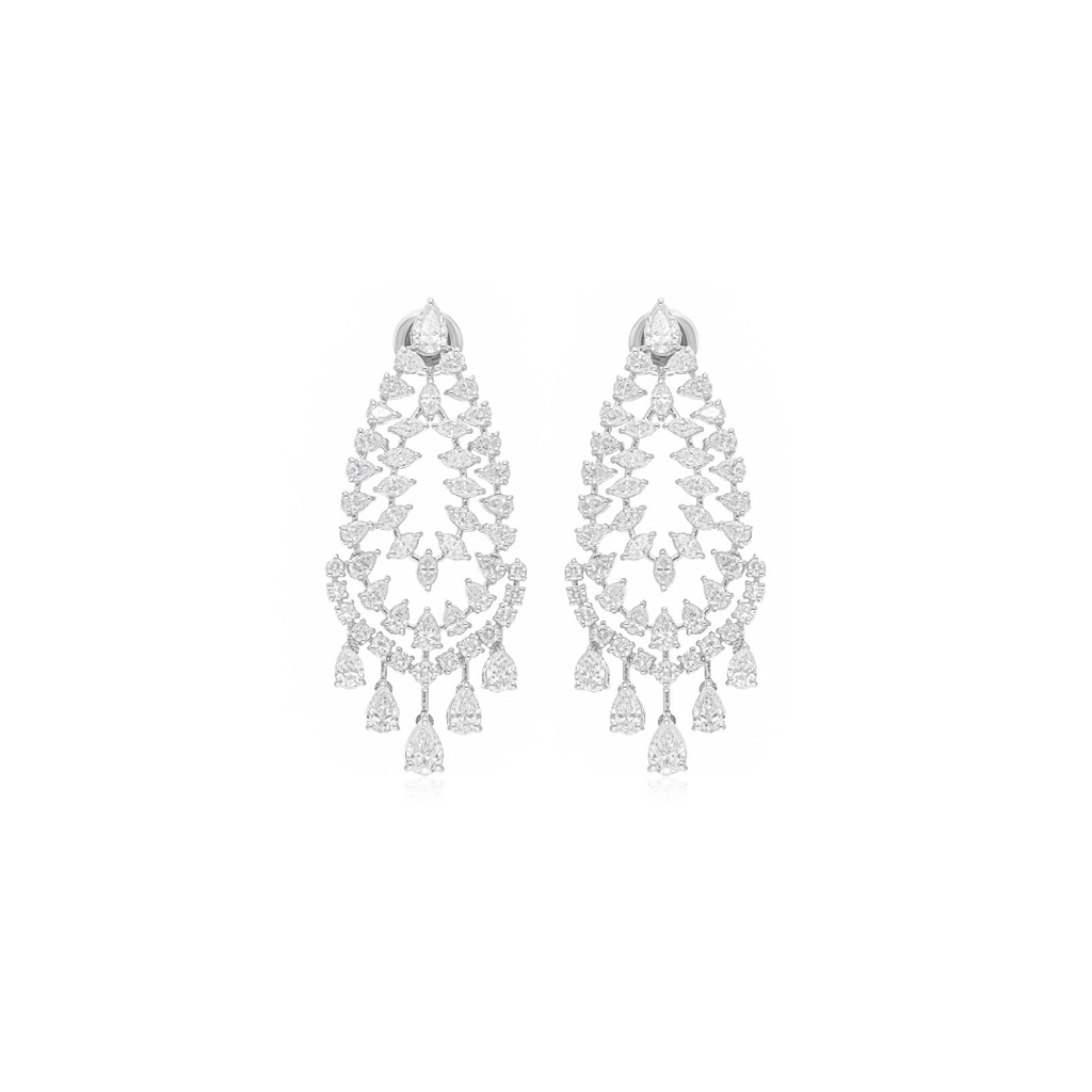 7.27 Ct HI/SI Multi Cut Diamond Dangle Earrings Perfect for Anniversary