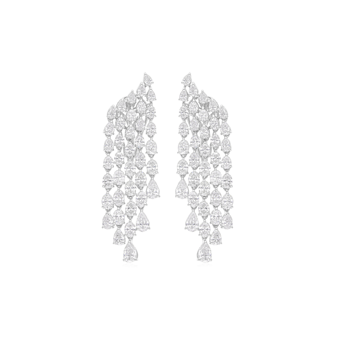 8.30 Ct Natural SI/H Pear Cut Diamond Chandelier Drop Earrings