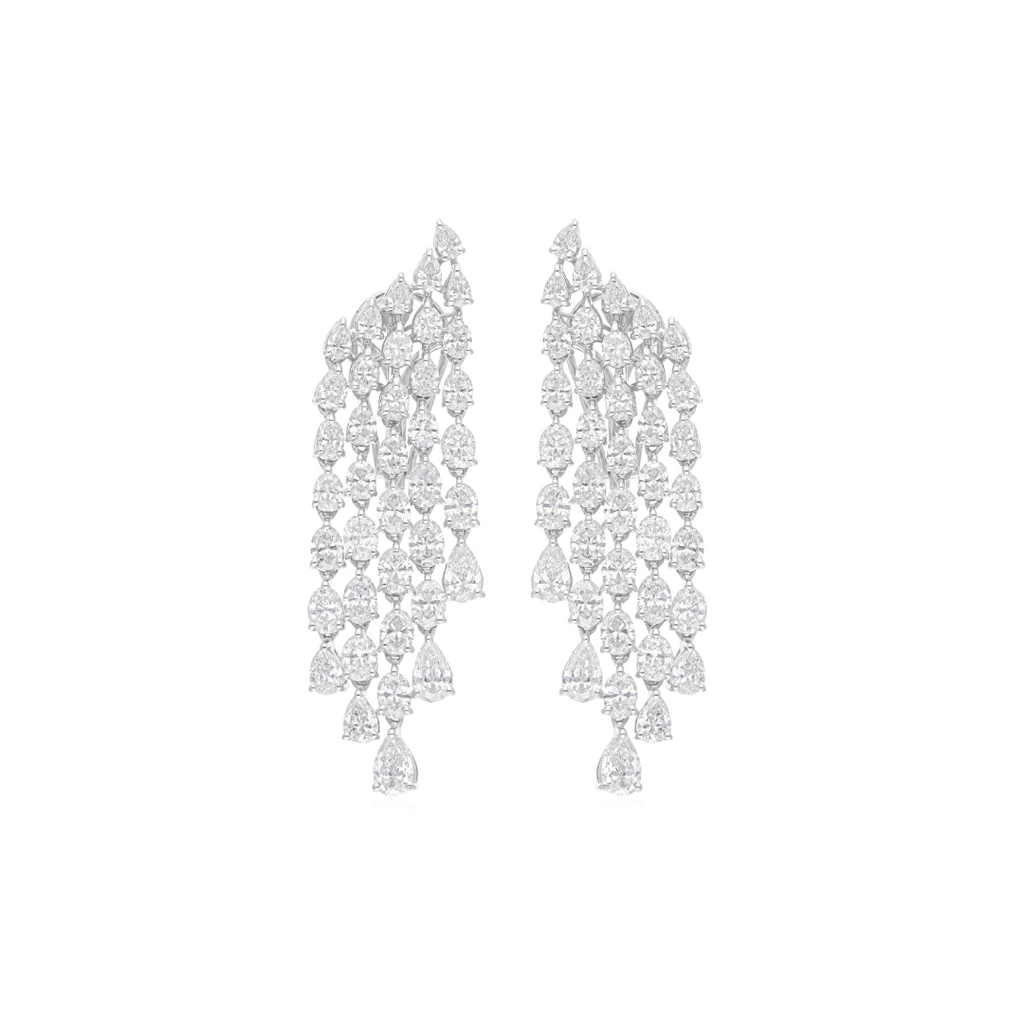 8.30 Ct Natural SI/H Pear Cut Diamond Chandelier Drop Earrings