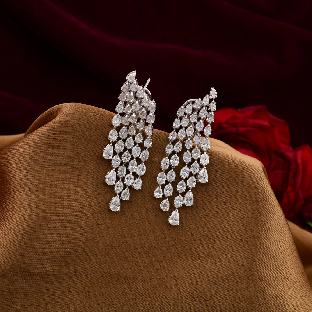8.30 Ct Natural SI/H Pear Cut Diamond Chandelier Drop Earrings