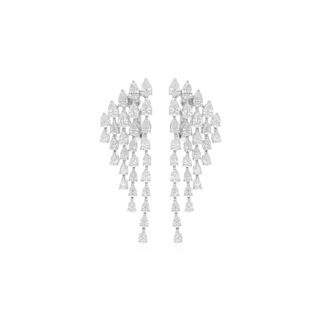 5.25 Ct Real SI/H Pear Diamond Chandelier Wing Style Earrings