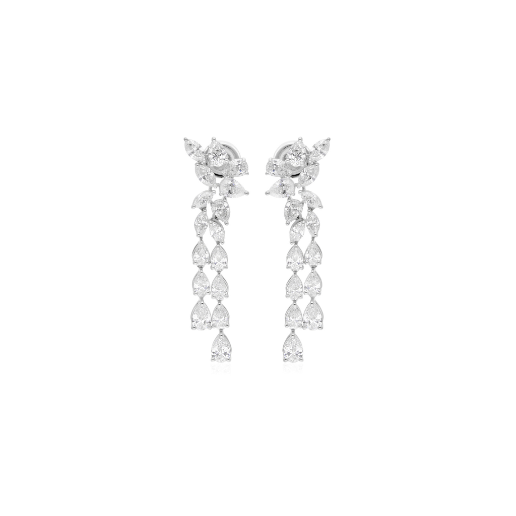 Delicate 5.20Ct Natural Pear Cut Diamond Dangle Fine Gold Earrings