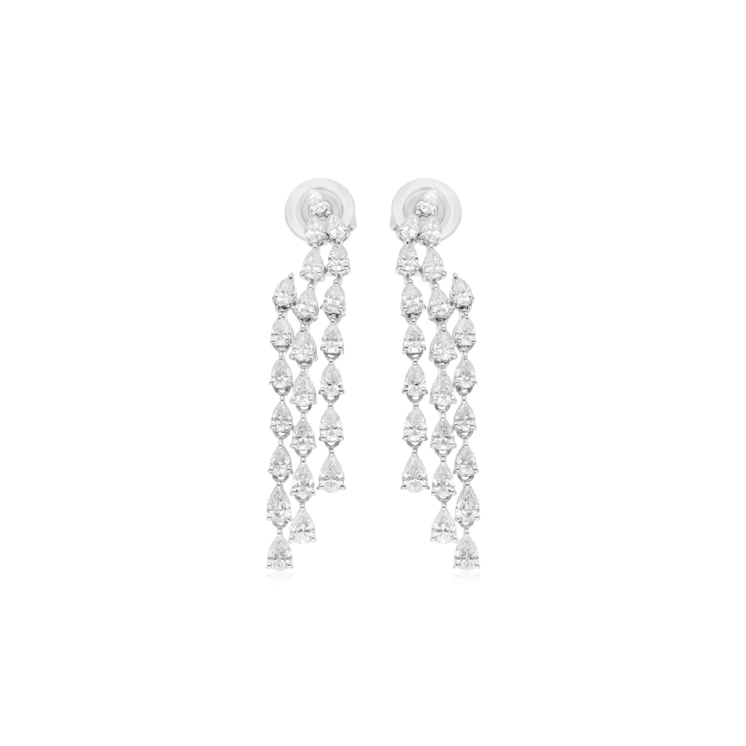 3.08 Ct SI/HI Pear Cut Diamond Dangle Drop Earrings Perfect for Anniversary Gift