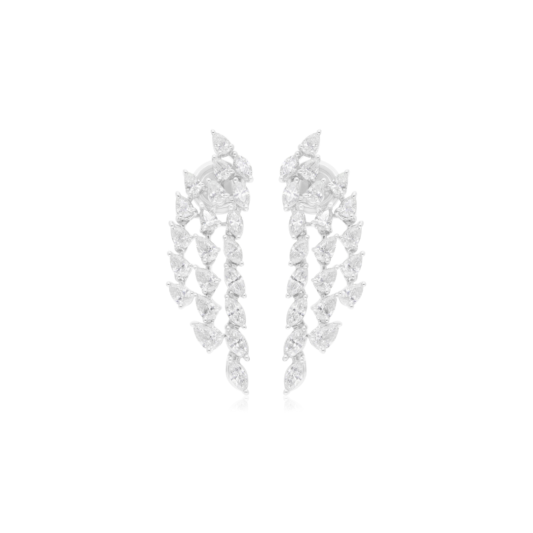 2.68 Ct H/SI Multi Cut Diamond Dangle Drop Multi-Layered Earrings