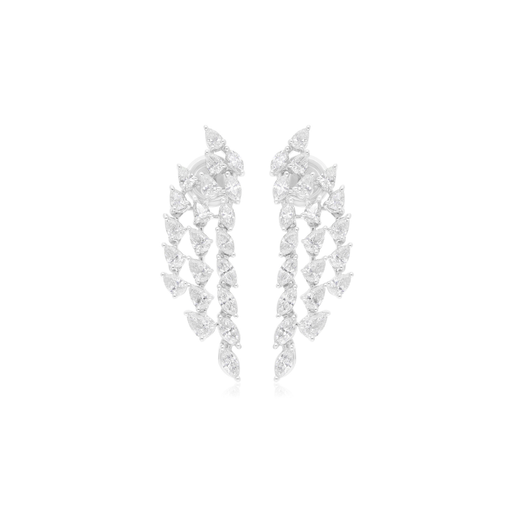 2.68 Ct H/SI Multi Cut Diamond Dangle Drop Multi-Layered Earrings