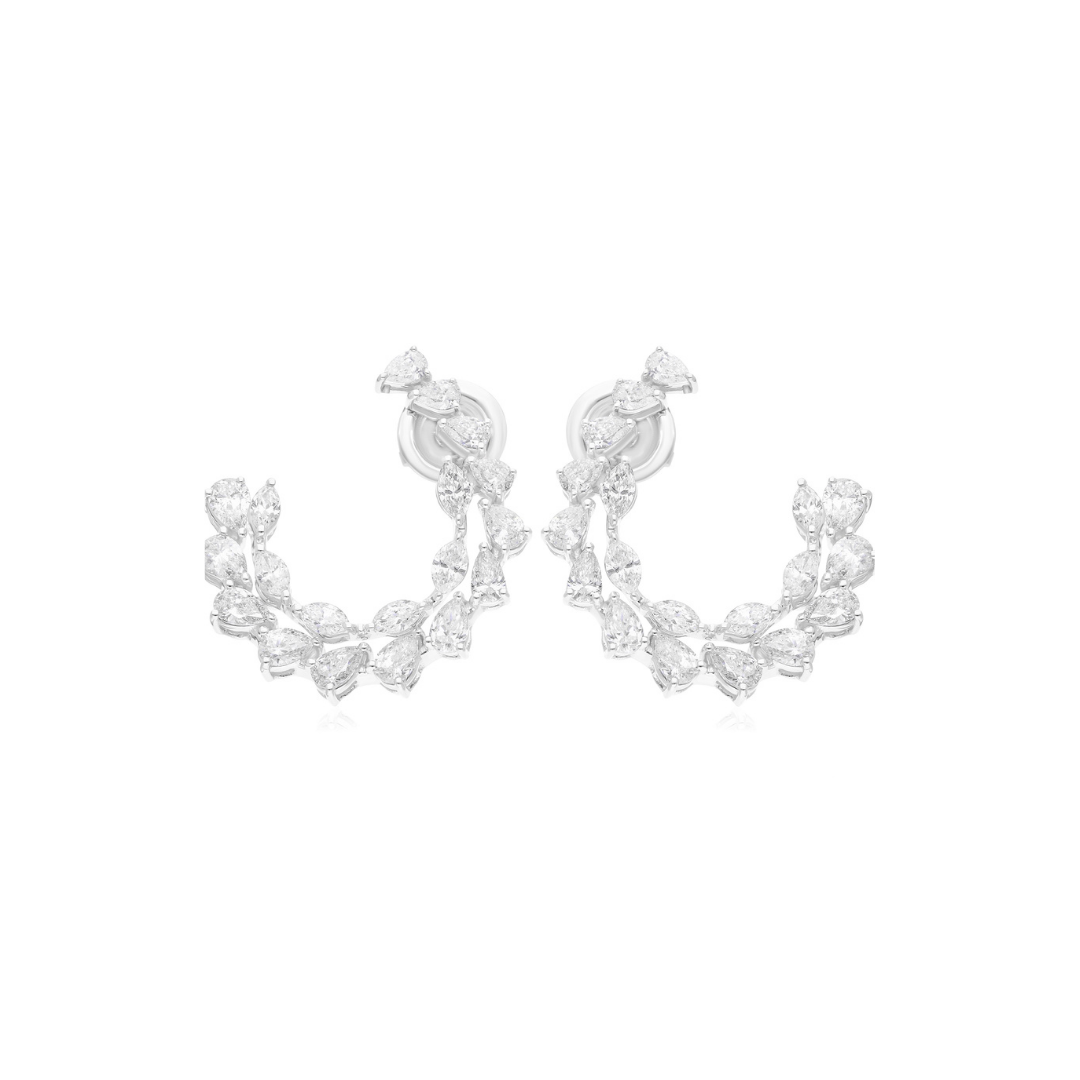2.87 Ct SI/HI Multi Cut Diamond Hoop Earrings Gift for Anniversary