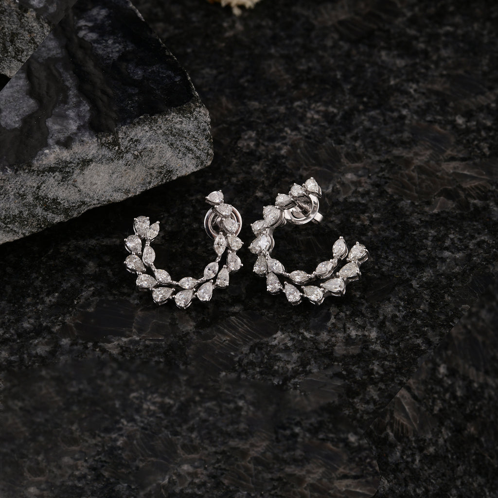 2.87 Ct SI/HI Multi Cut Diamond Hoop Earrings Gift for Anniversary