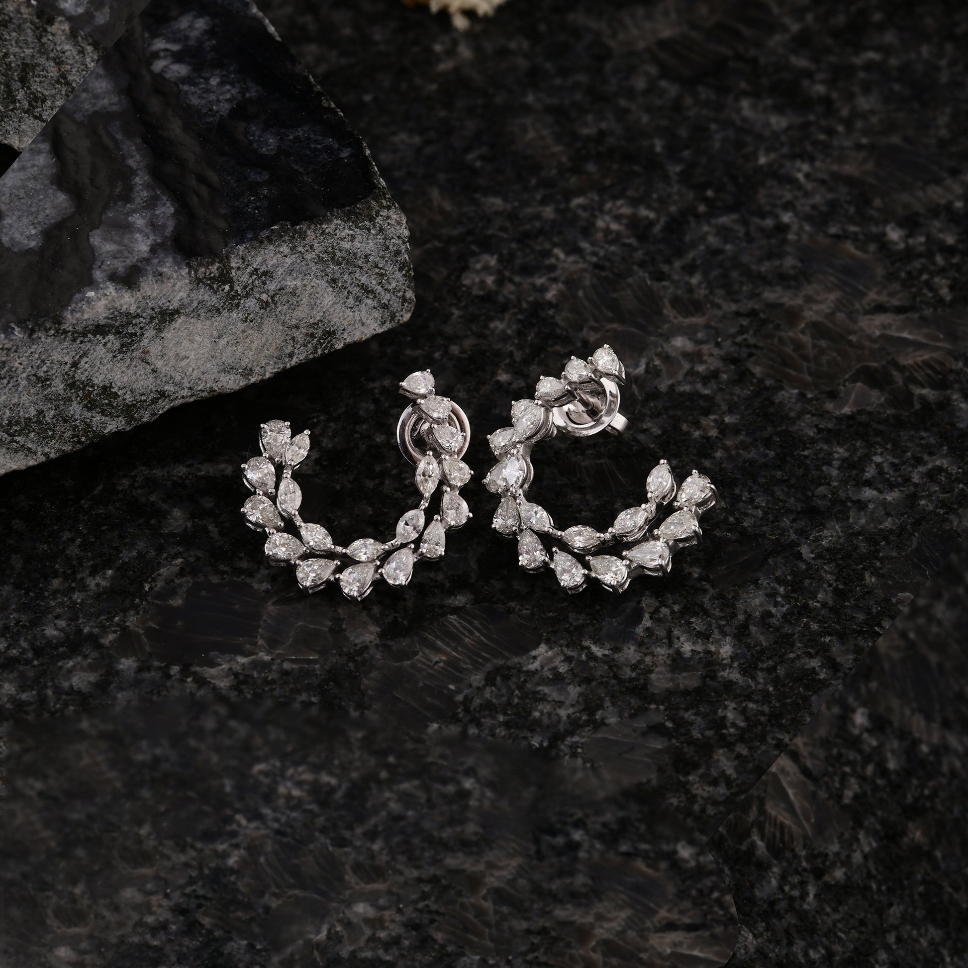 2.87 Ct SI/HI Multi Cut Diamond Hoop Earrings Gift for Anniversary