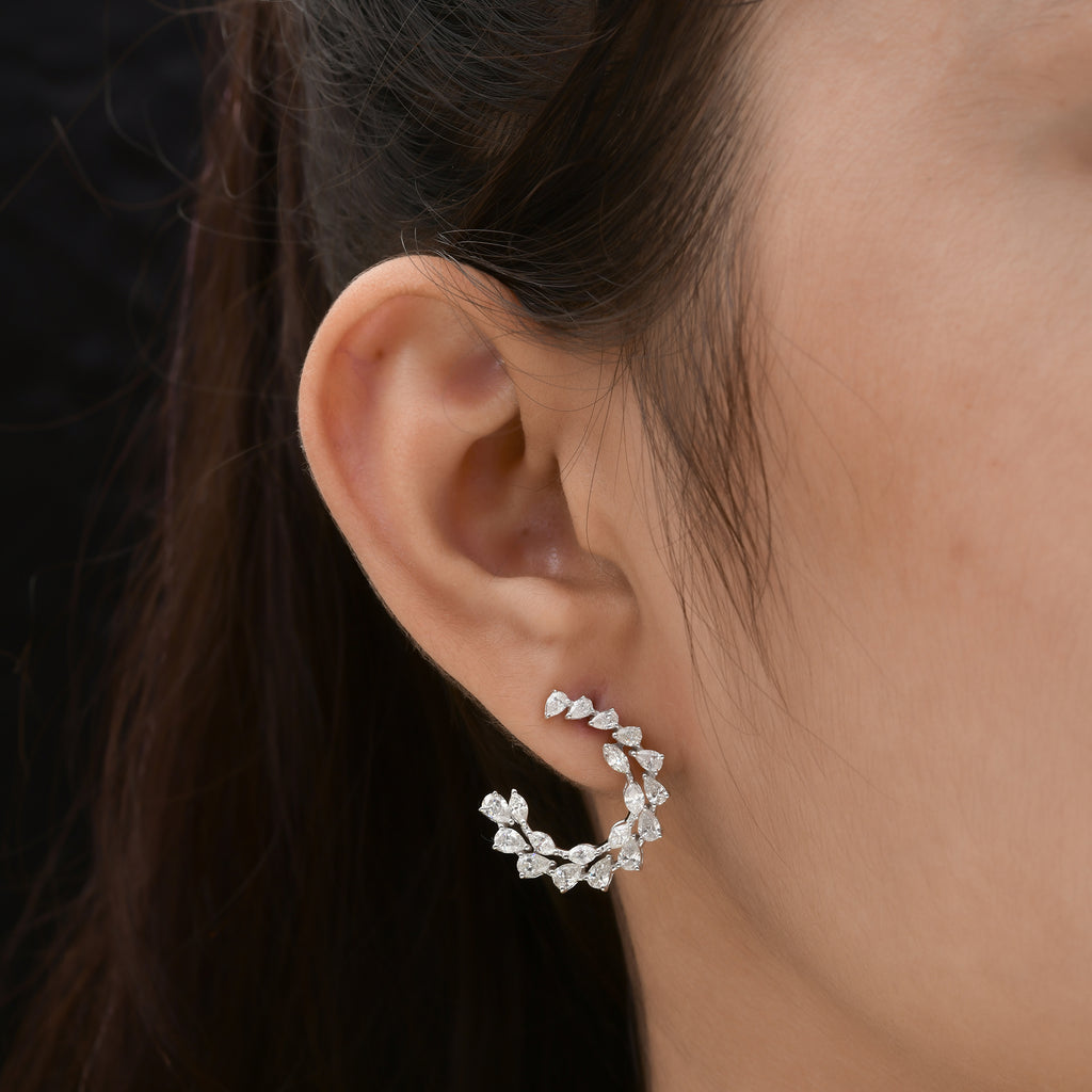 2.87 Ct SI/HI Multi Cut Diamond Hoop Earrings Gift for Anniversary