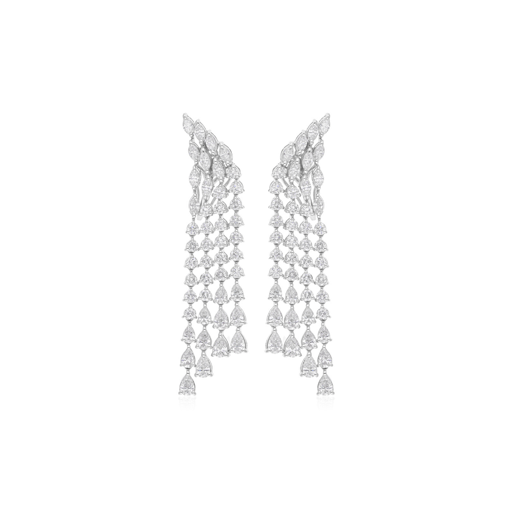 6.63 Ct Real SI/H Multi Cut Diamond Chandelier Drop Earrings