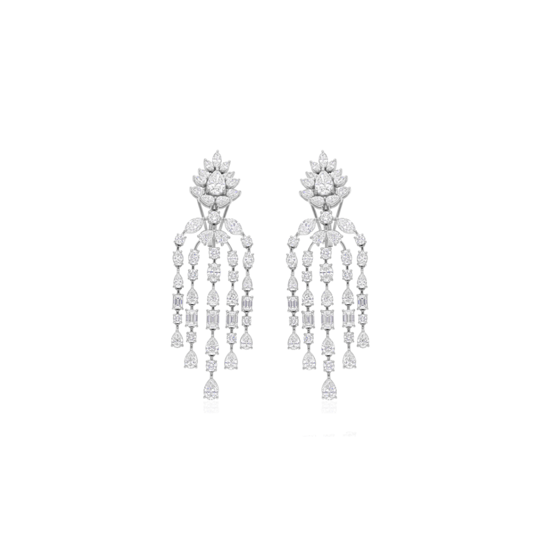 10.00 Ct Waterfall Diamond Chandelier Earrings in Gold Bridal Jewelry Gift