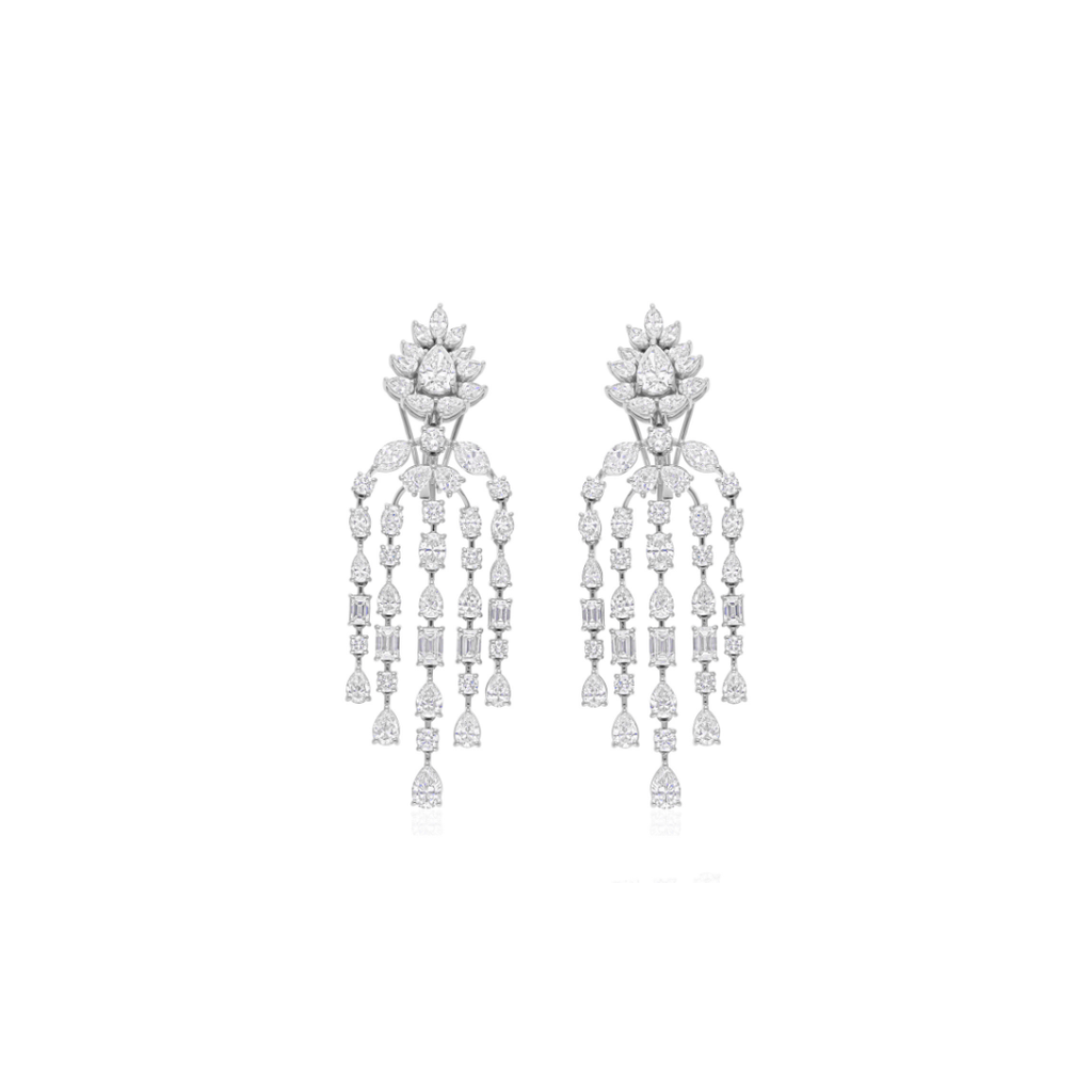10.00 Ct Waterfall Diamond Chandelier Earrings in Gold Bridal Jewelry Gift