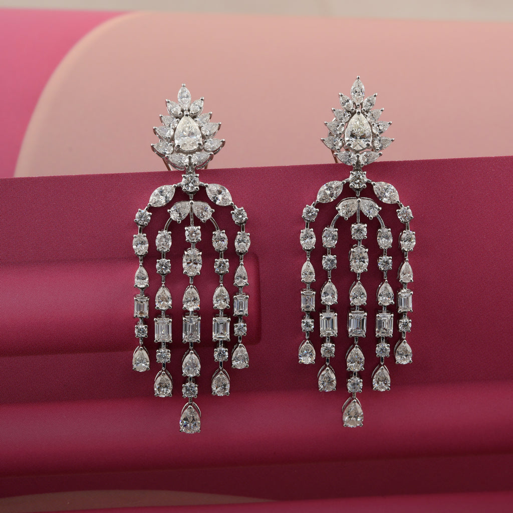 10.00 Ct Waterfall Diamond Chandelier Earrings in Gold Bridal Jewelry Gift
