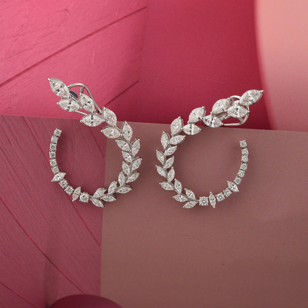 4.49 Carat SI Clarity HI Color Diamond Hoop Earrings in Fine Gold Engagement Gift