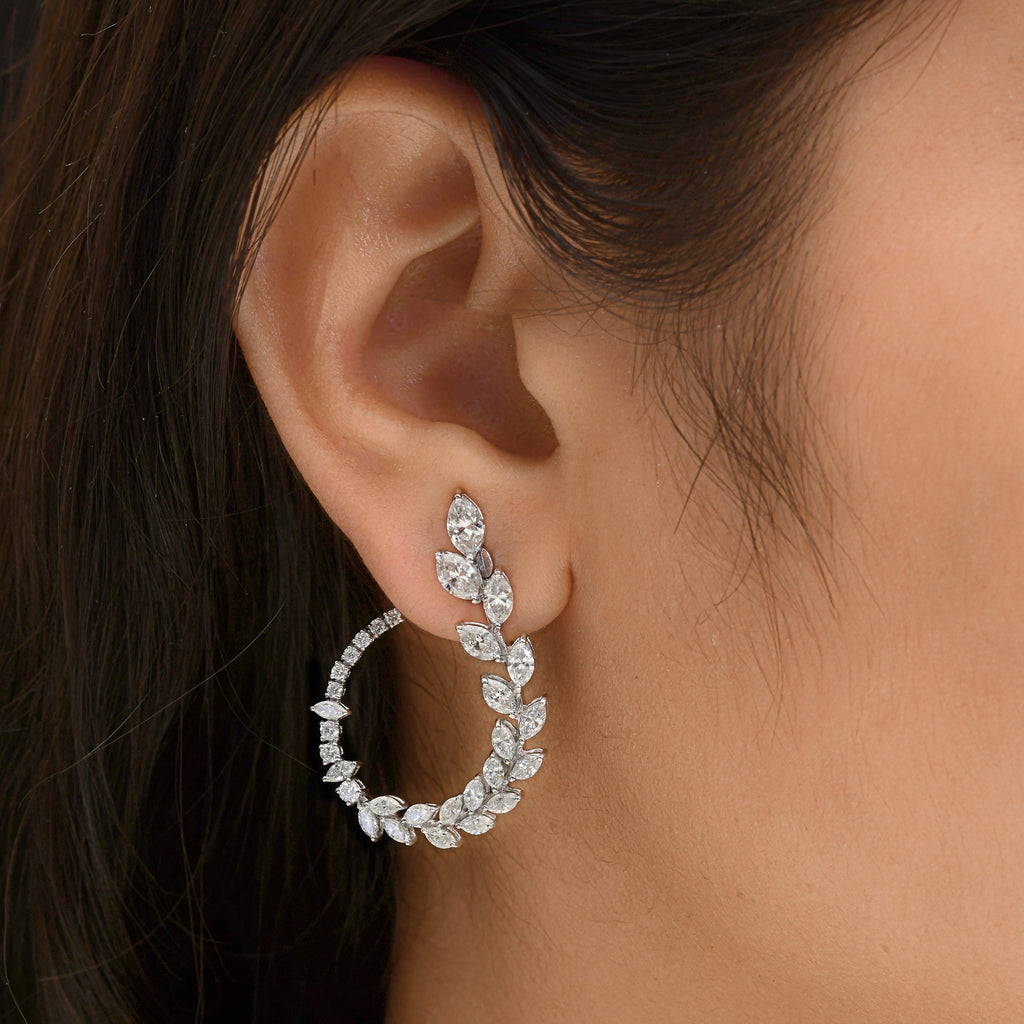 4.49 Carat SI Clarity HI Color Diamond Hoop Earrings in Fine Gold Engagement Gift