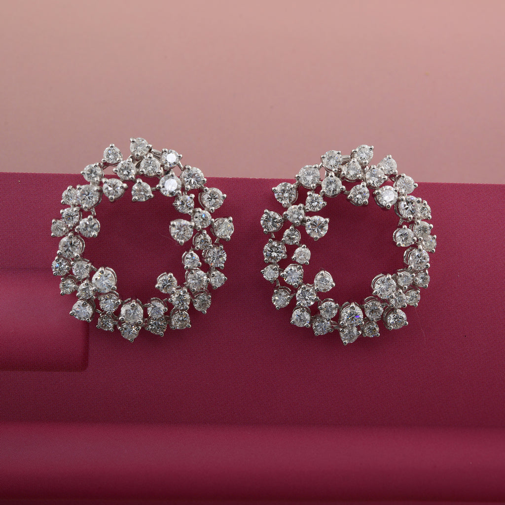 Genuine 6.95 Carat HI/SI Natural Round Diamond Earrings in Gold Fine Jewelry