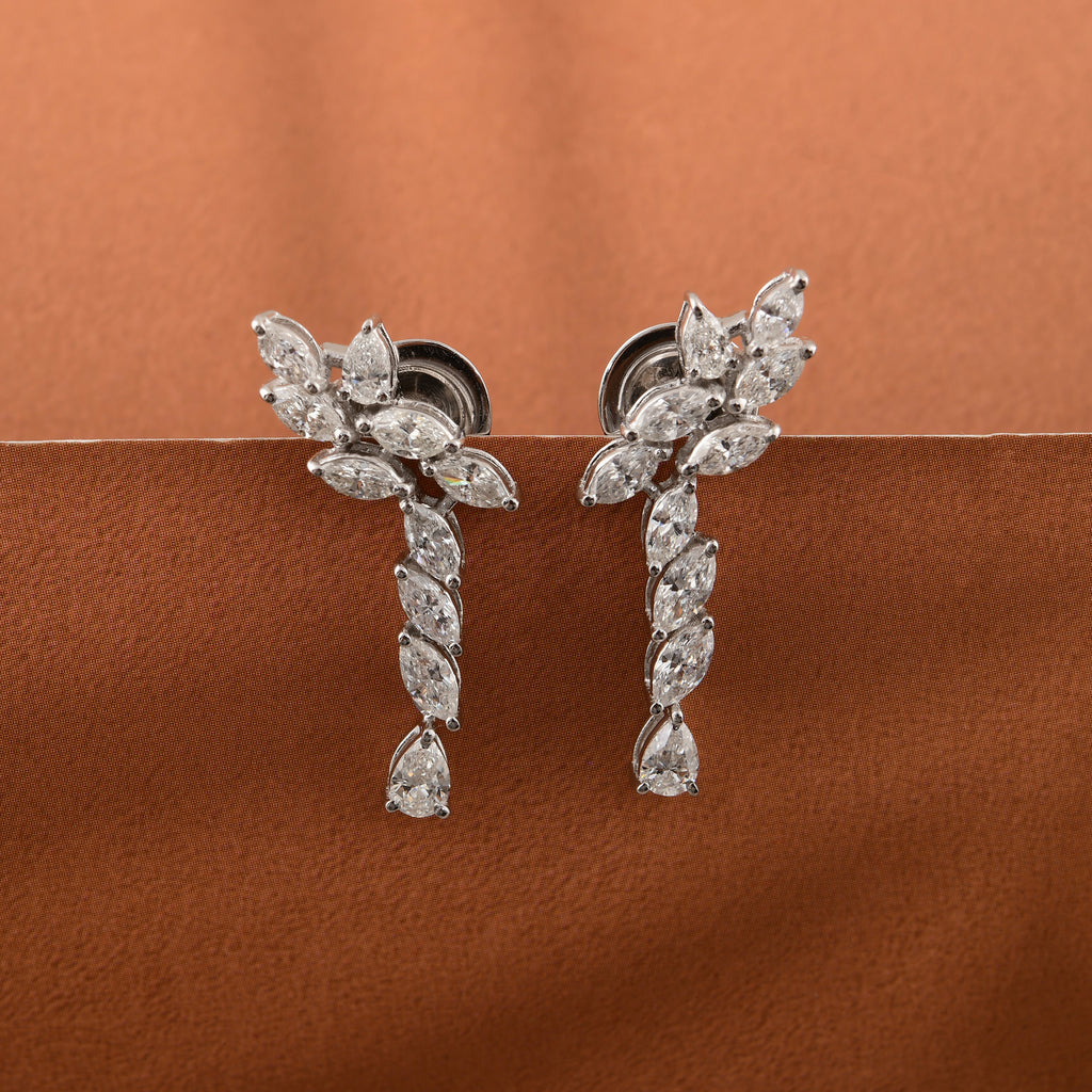 Marquise Brilliant Cut 1.27 Carat Natural Diamond Drop Earrings