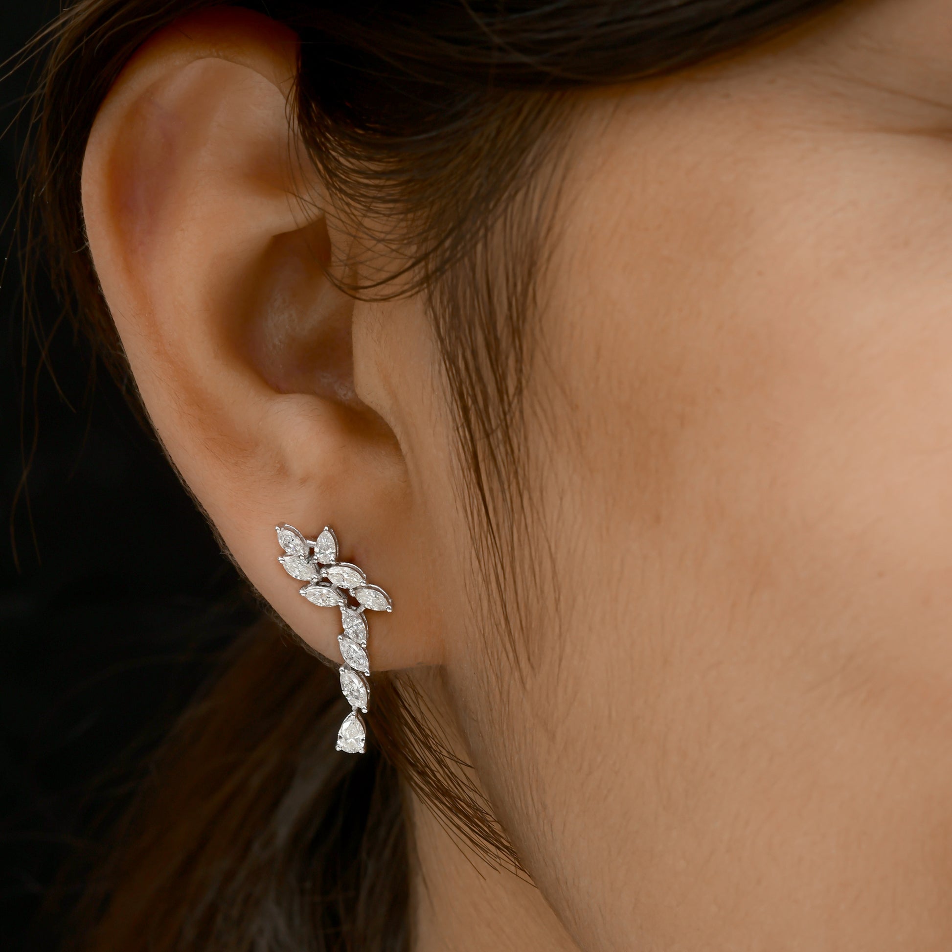 Marquise Brilliant Cut 1.27 Carat Natural Diamond Drop Earrings