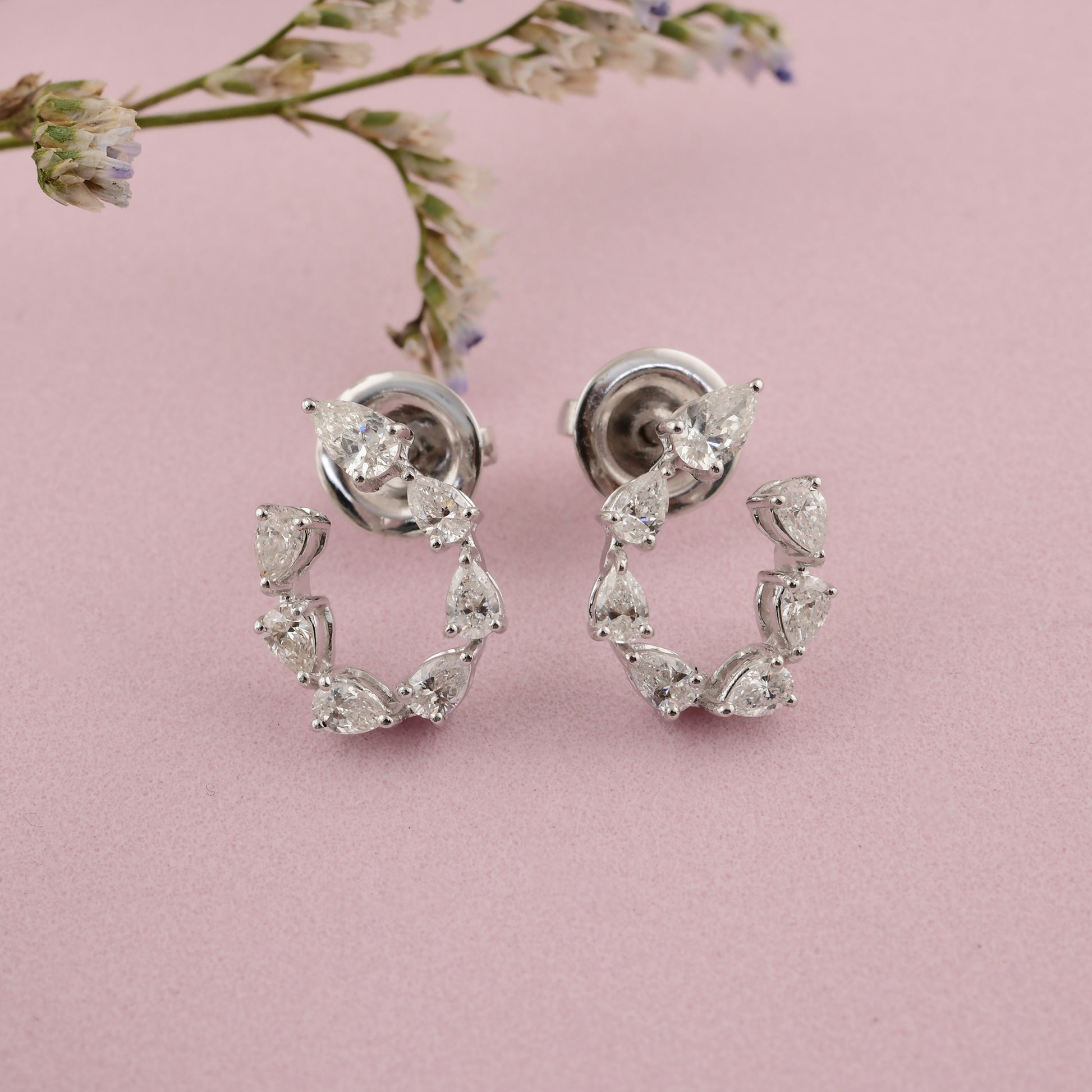 Certified Natural SI Clarity HI Color Pear Cut Diamond Stud Earrings