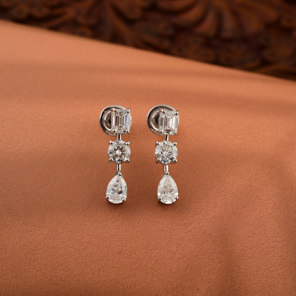 Multi Shape 2.72 Carat Natural Diamond Dangle & Drop Earrings