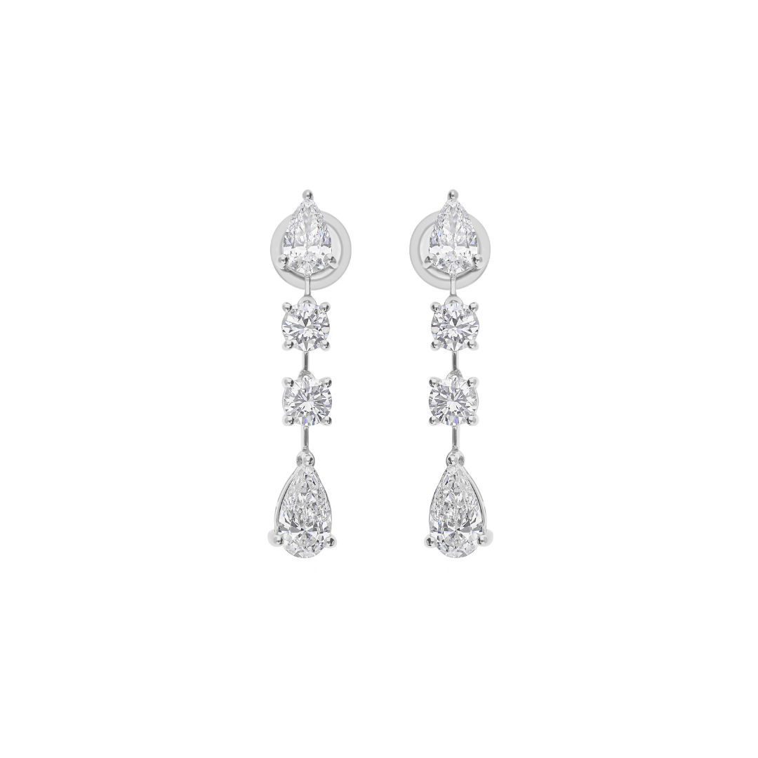 Mixed Cut SI/HI Diamond Dangle Drop Anniversary Earrings In Solid Gold