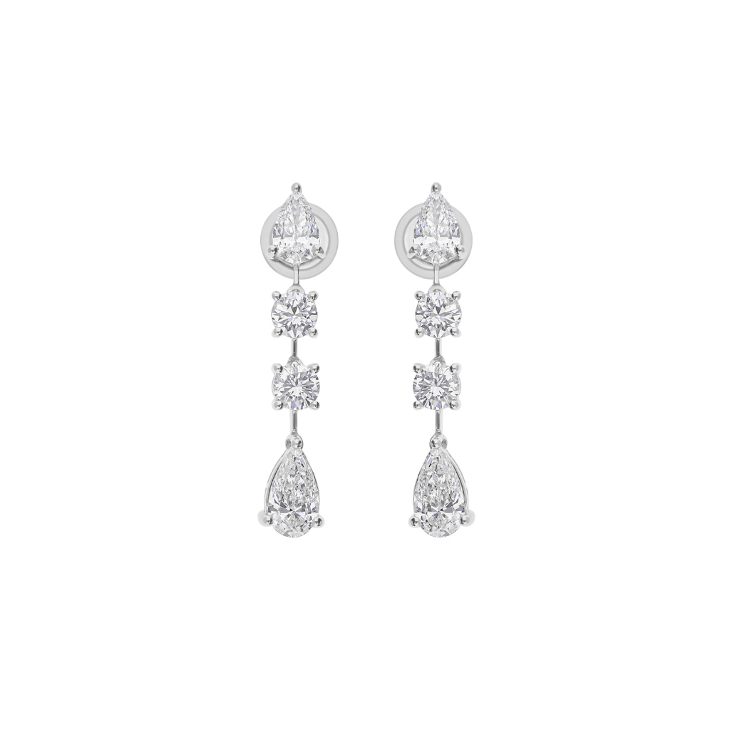 Mixed Cut SI/HI Diamond Dangle Drop Anniversary Earrings In Solid Gold