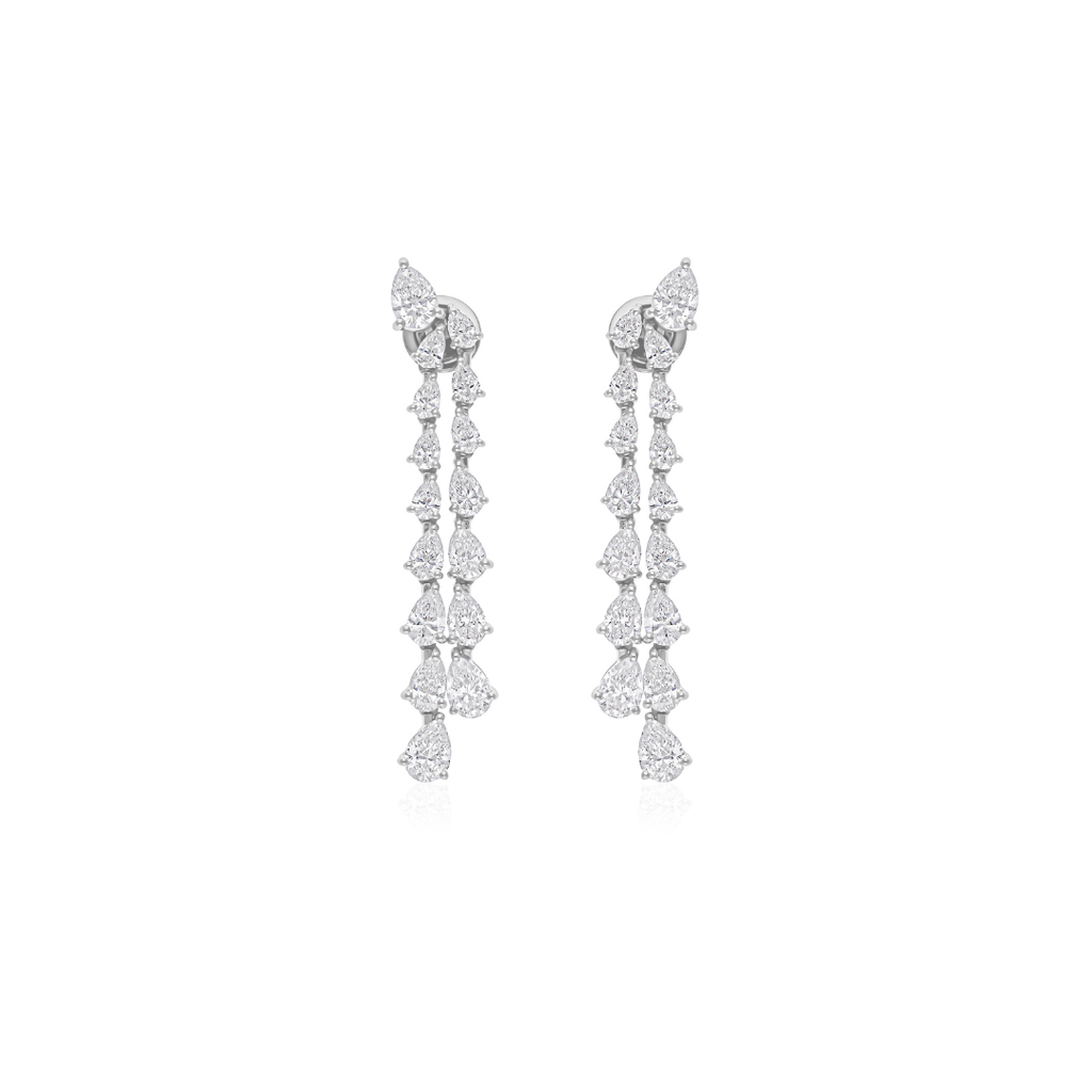 6.28 Carat Long Diamond Earrings Pear Dangle Luxury Bridal Statement Earrings