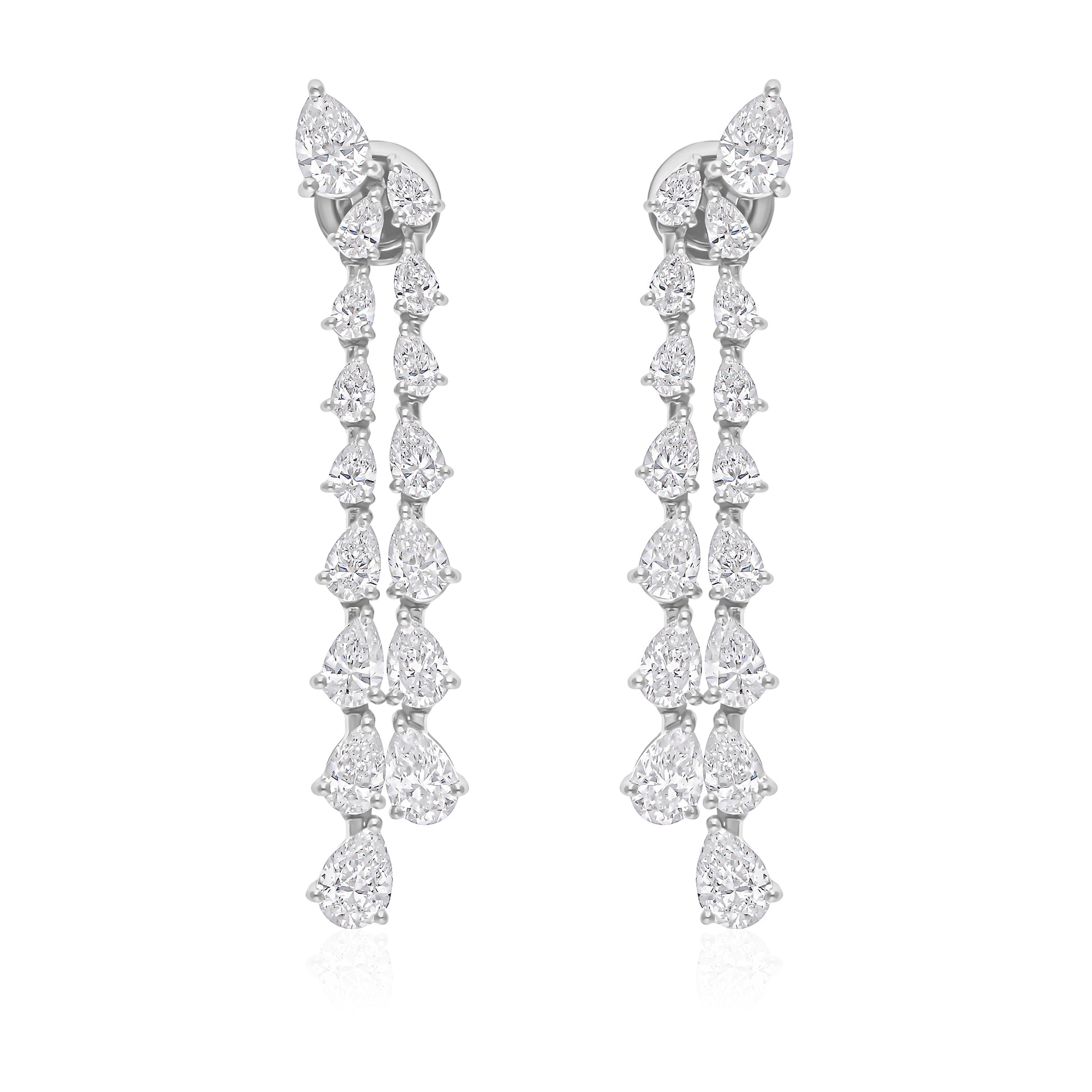 6.28 Ct. Long Diamond Earrings Pear Dangle Luxury Bridal Statement Earrings
