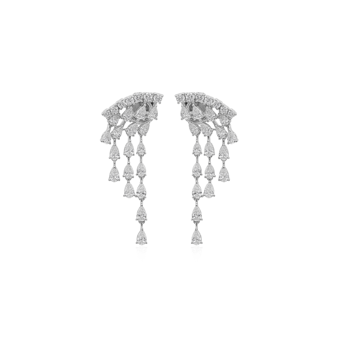 2.35Ct Pear Cut Natural Diamond Dangle Drop Gold Wedding Earrings