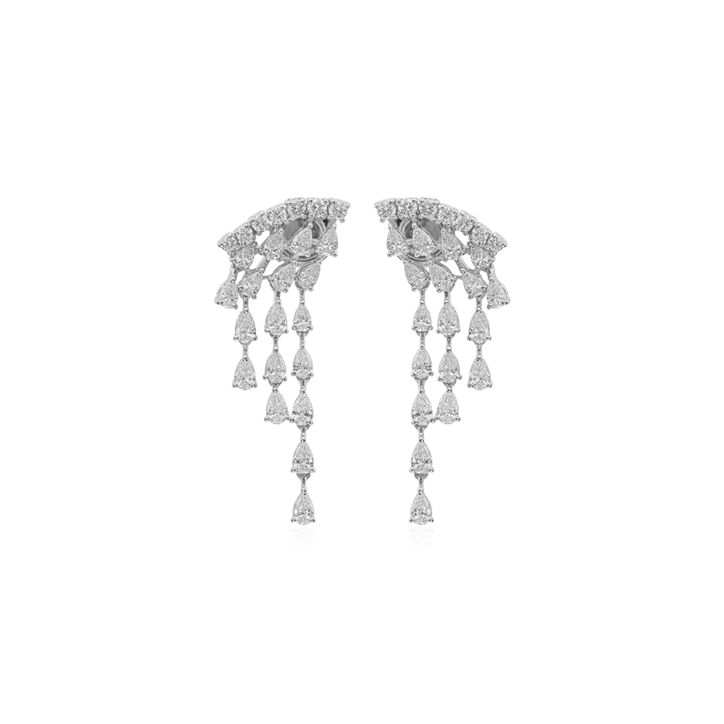 2.35Ct Pear Cut Natural Diamond Dangle Drop Gold Wedding Earrings