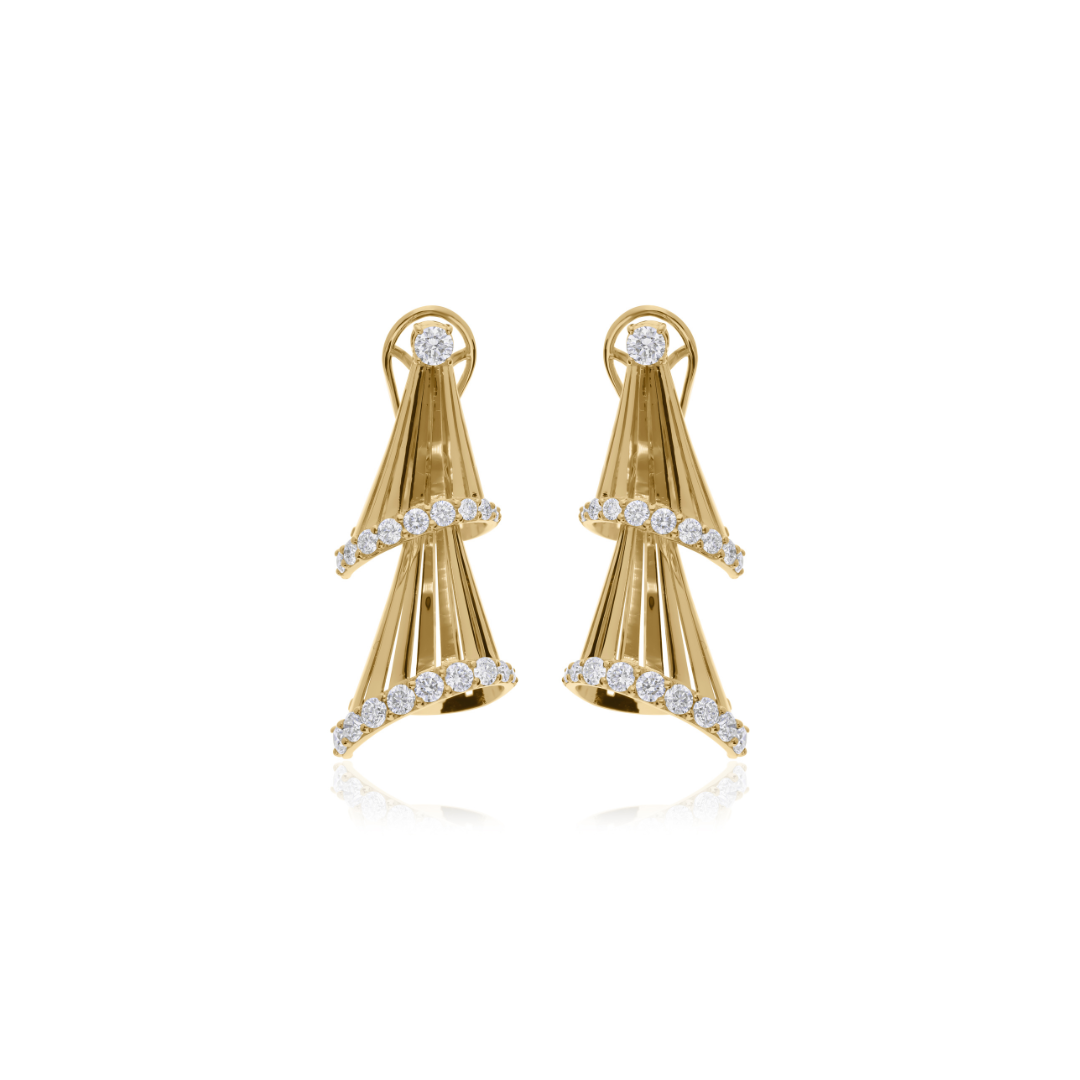 Unique Statement 1.77 Carat Natural Round Diamond Trendy Gold Earrings