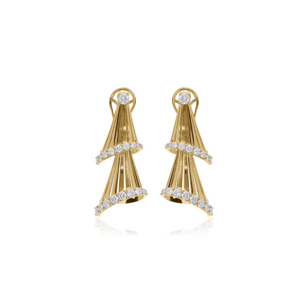 Unique Statement 1.77 Carat Natural Round Diamond Trendy Gold Earrings