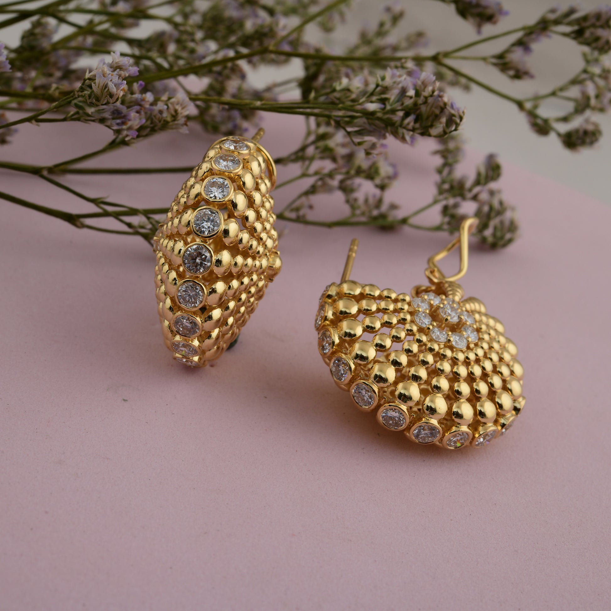 4.03 Carat Natural SI Clarity HI Color Round Diamond Fine Gold Earrings