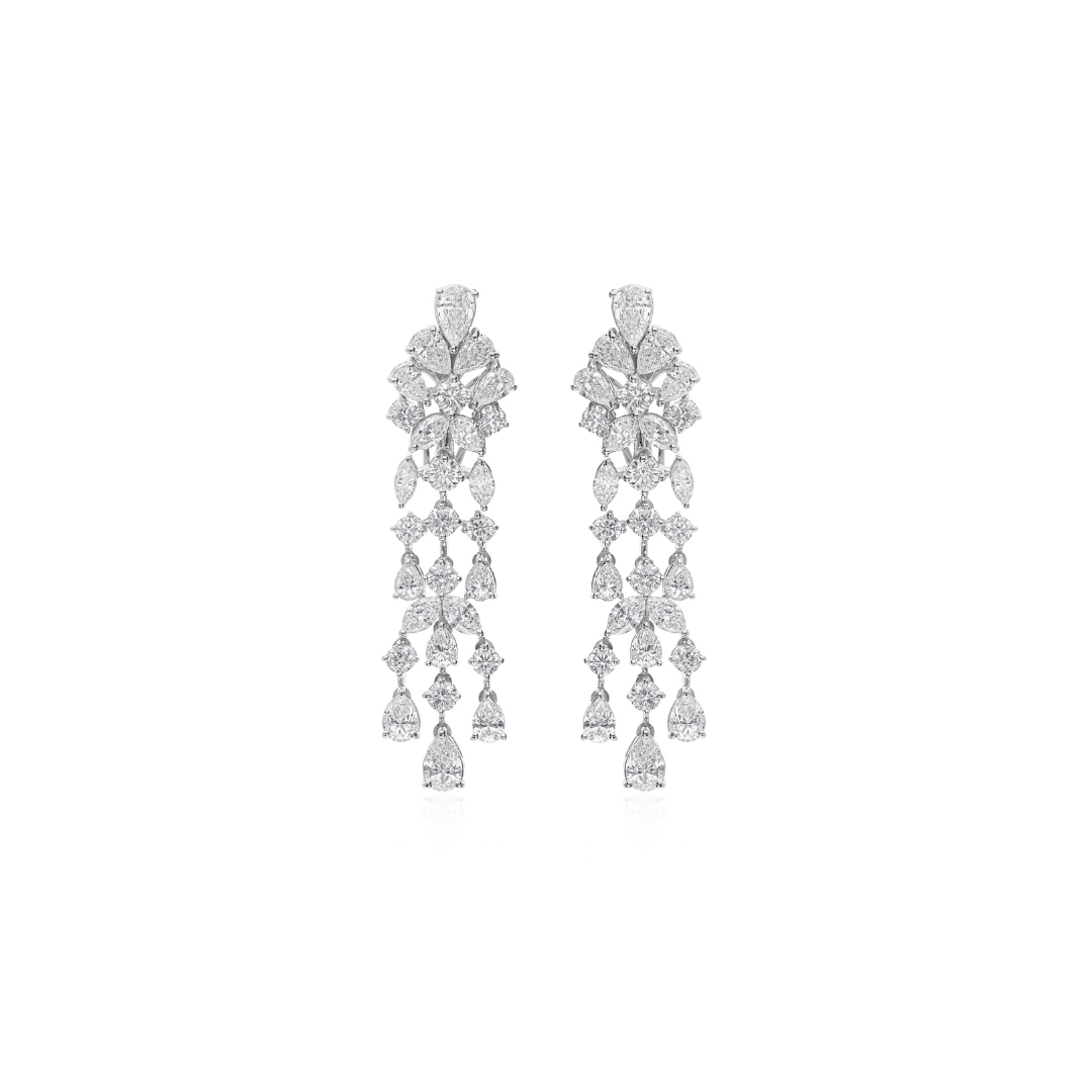 6.15Ct Mixed Cut Natural Diamond Wedding Dangle Drop Earrings In Fine Gold