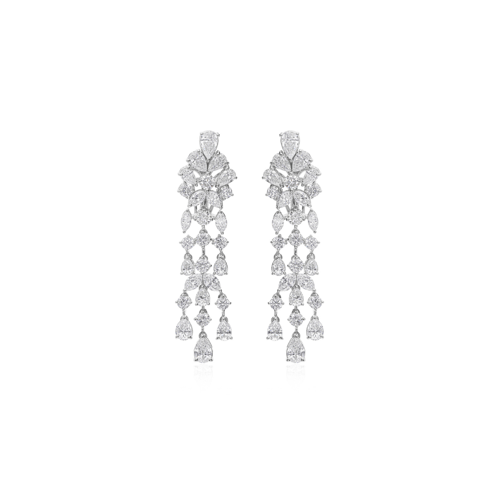6.15Ct Mixed Cut Natural Diamond Wedding Dangle Drop Earrings In Fine Gold