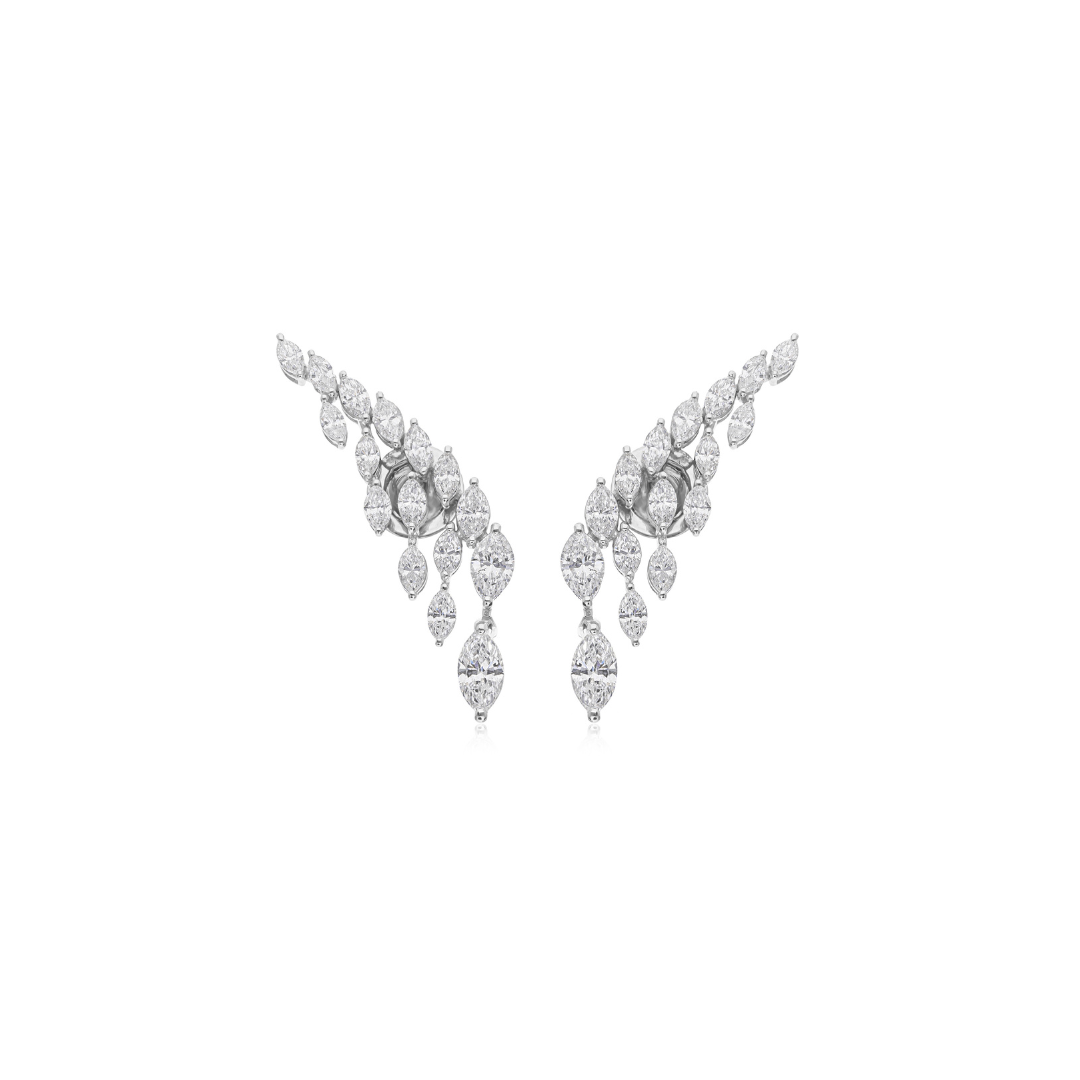 Marquise Cut Natural Diamond Dangle Earrings with Push Back
