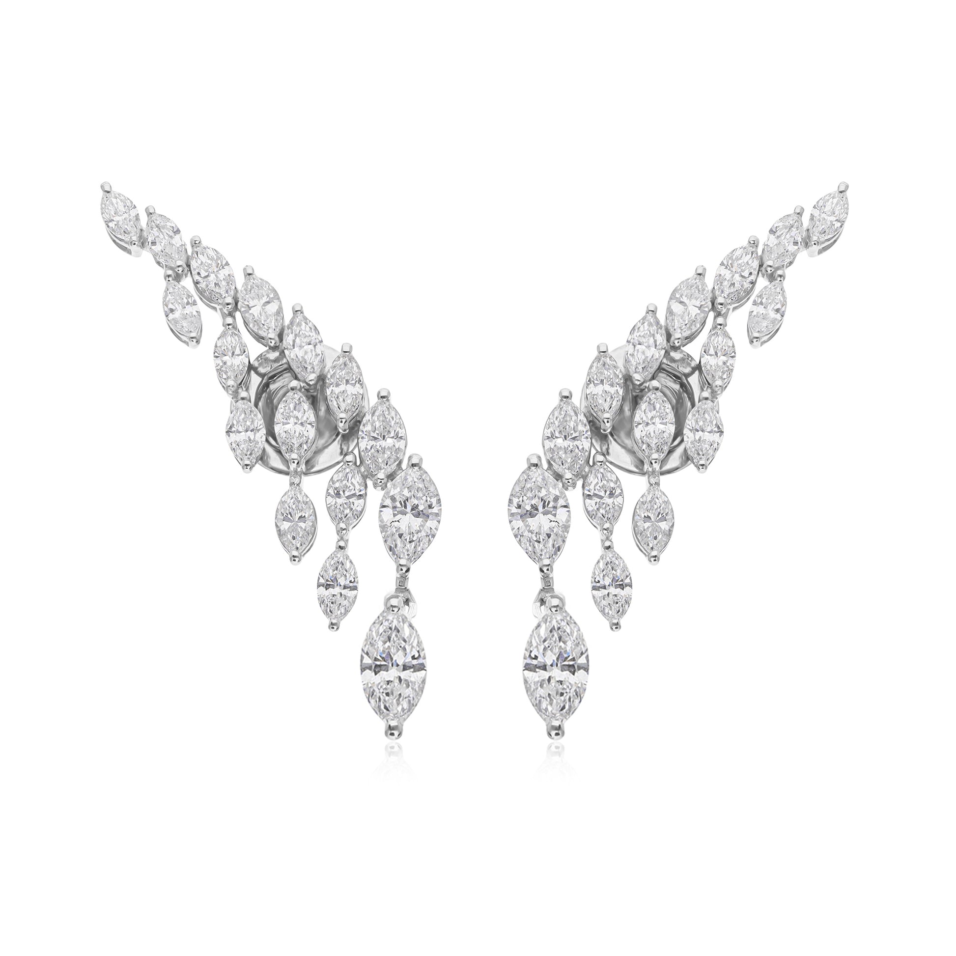 Marquise Cut Natural Diamond Dangle Earrings with Push Back