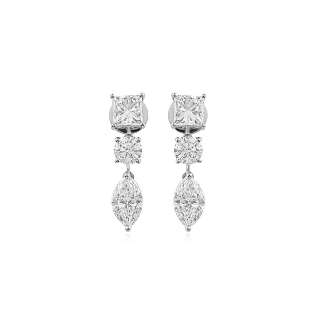 Classic Brilliant Cut Natural Diamond Drop Earrings for Women