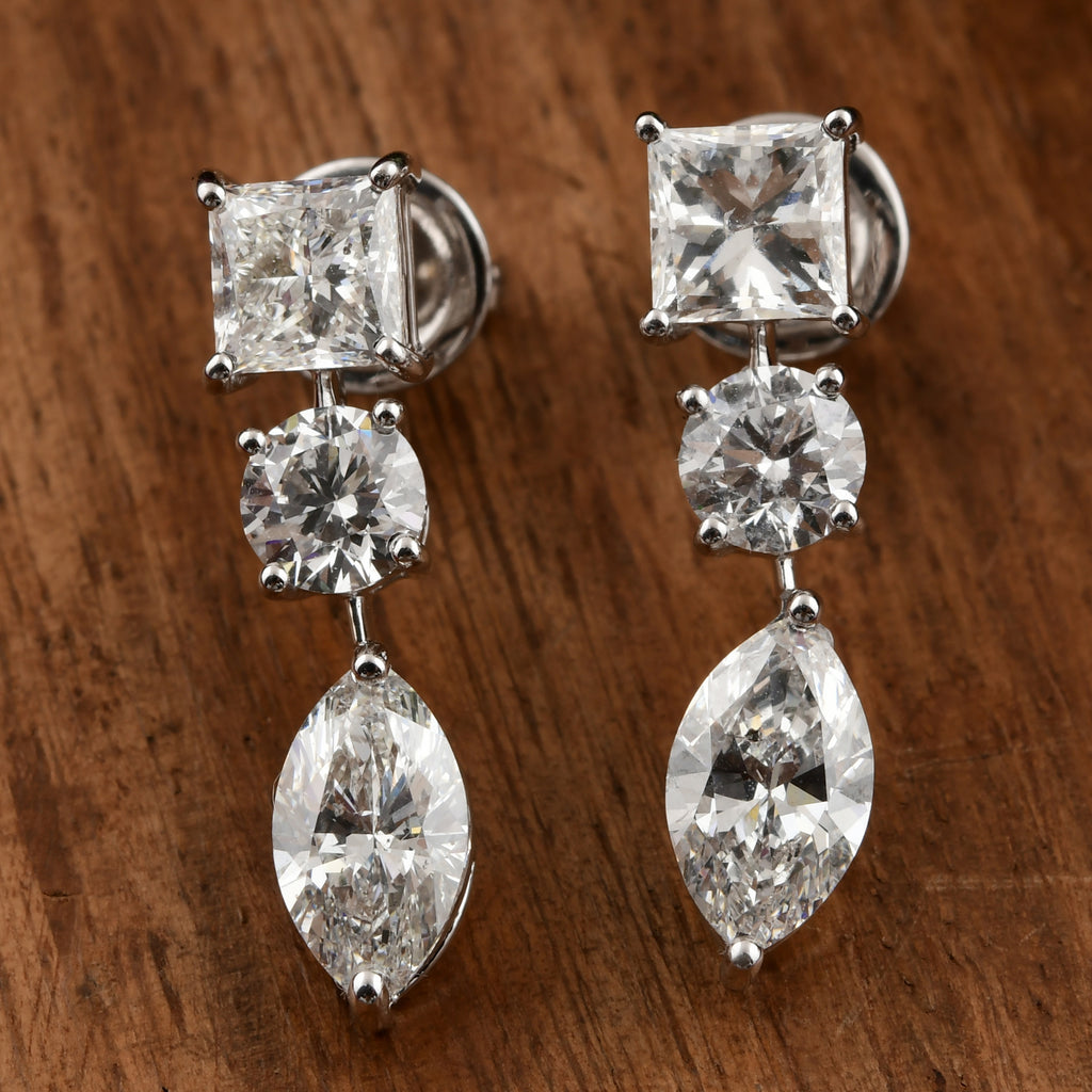 Classic Brilliant Cut Natural Diamond Drop Earrings for Women